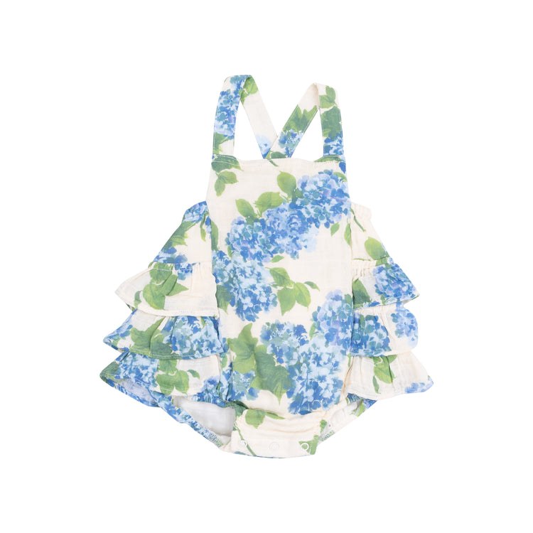 Watercolor Hydrangeas Ruffle Sunsuit