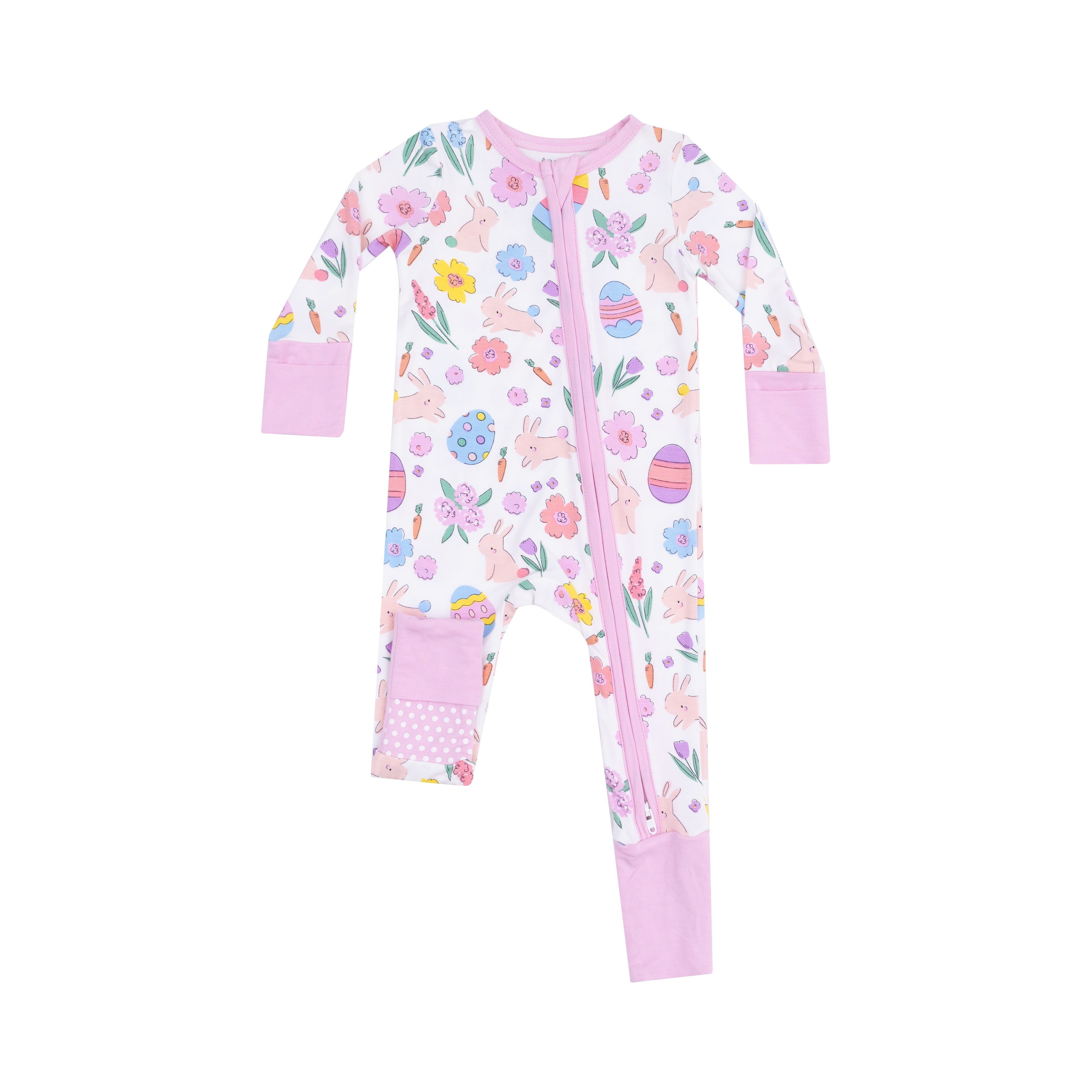 Easter Bunnies Pink 2 Way Zipper Romper