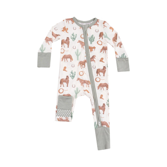 Western Horses 2 Way Zipper Romper