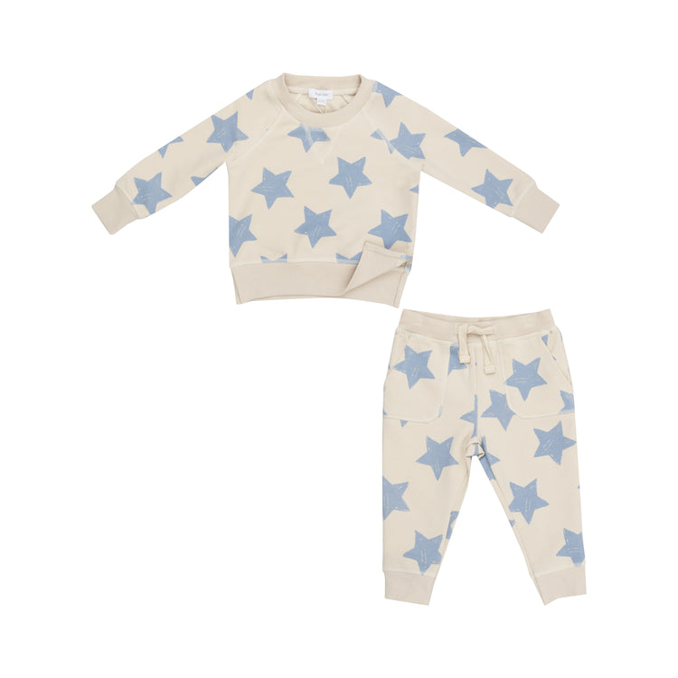 Raglan Sweatshirt And Jogger Set Blue Stars