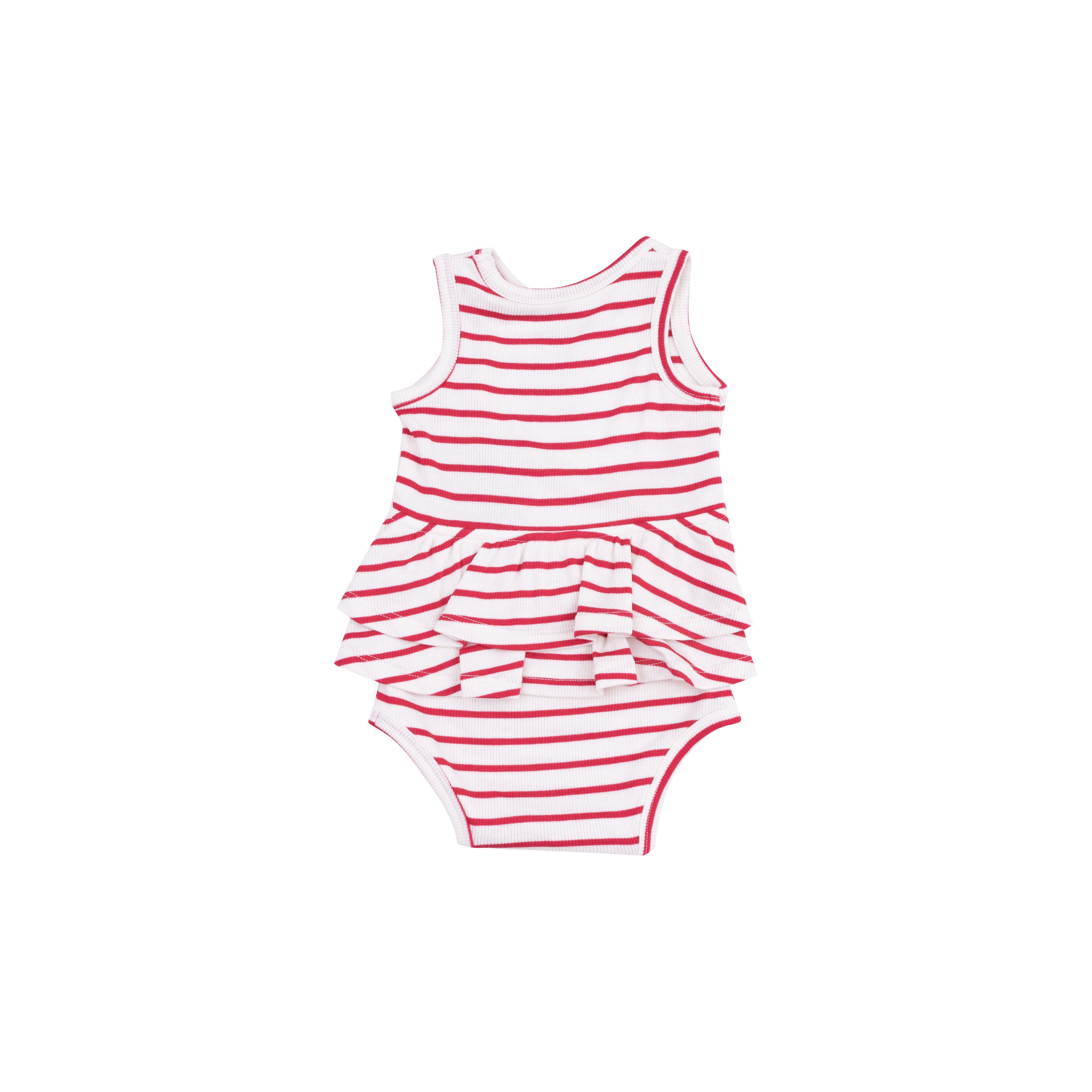 Red Stripe Ruffle Tank Bubble