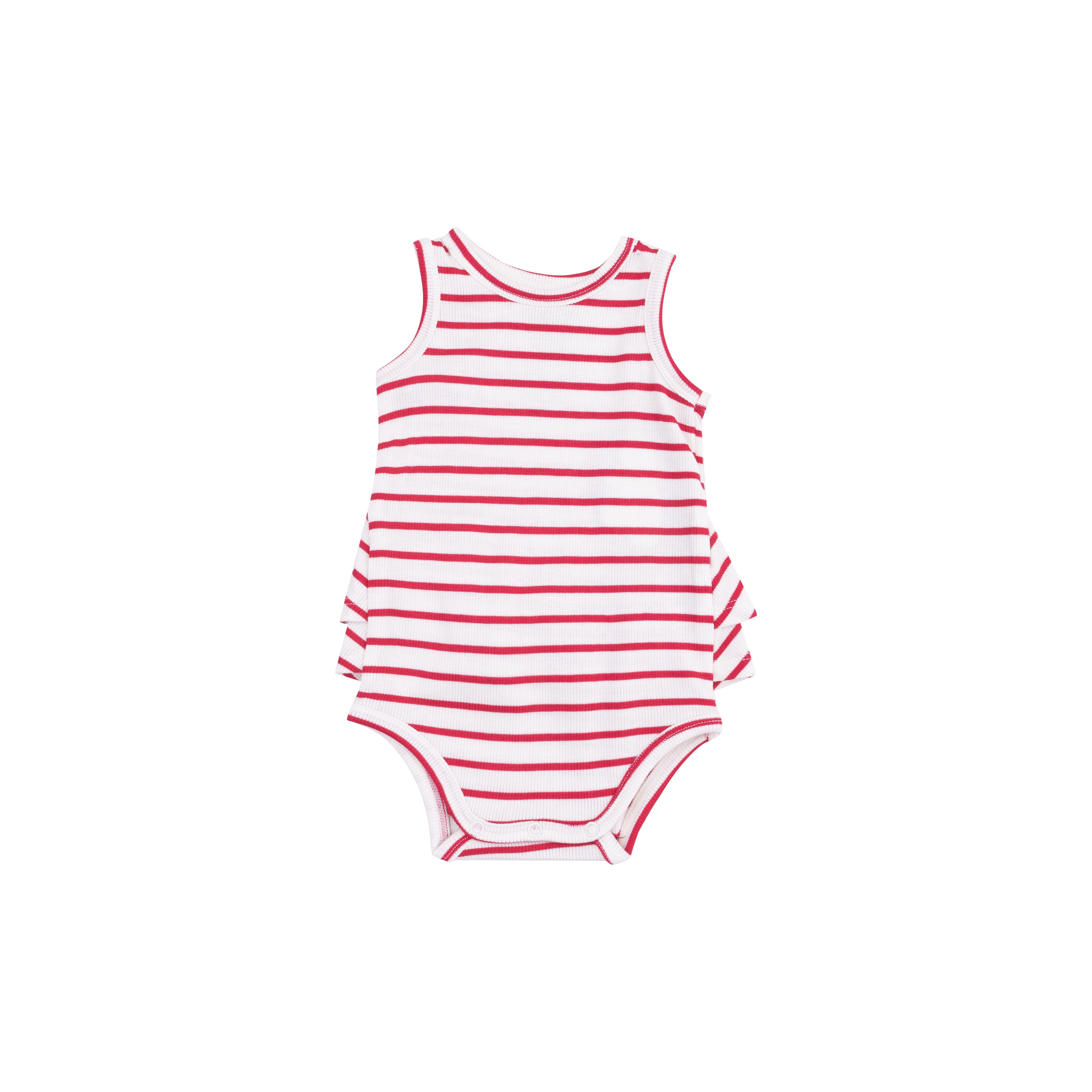 Red Stripe Ruffle Tank Bubble