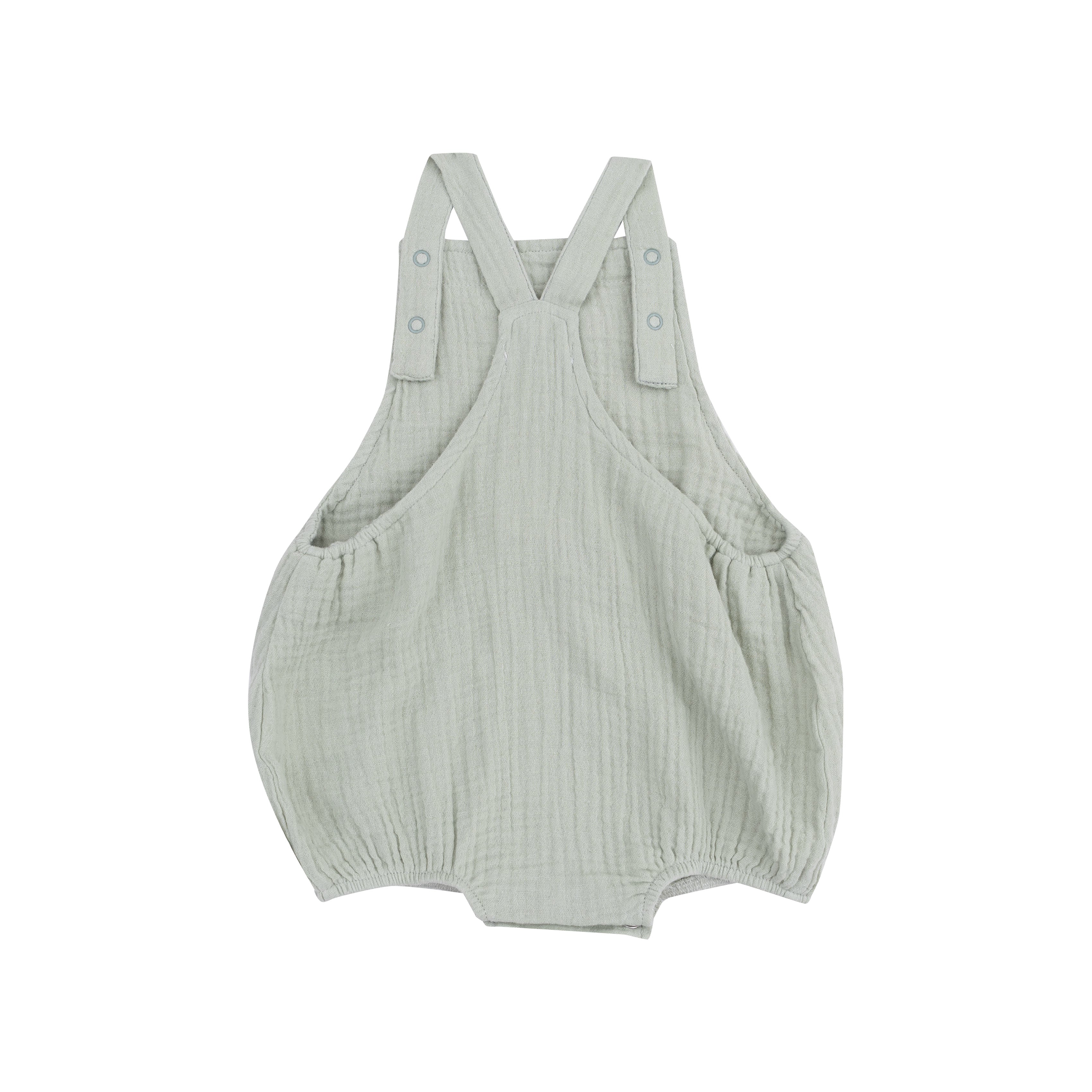 Solid Muslin Desert Green Pocket Sunsuit