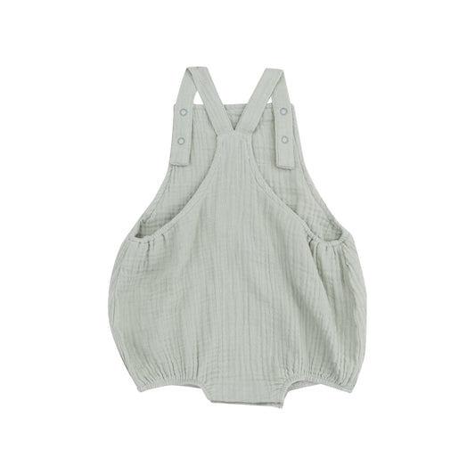 Solid Muslin Desert Green Pocket Sunsuit