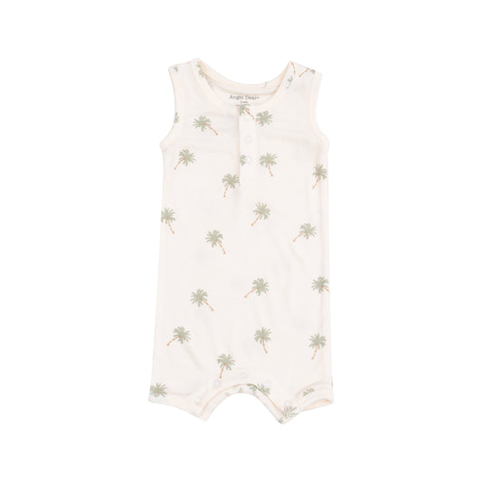 Palm Trees Sleeveless Shortie Romper