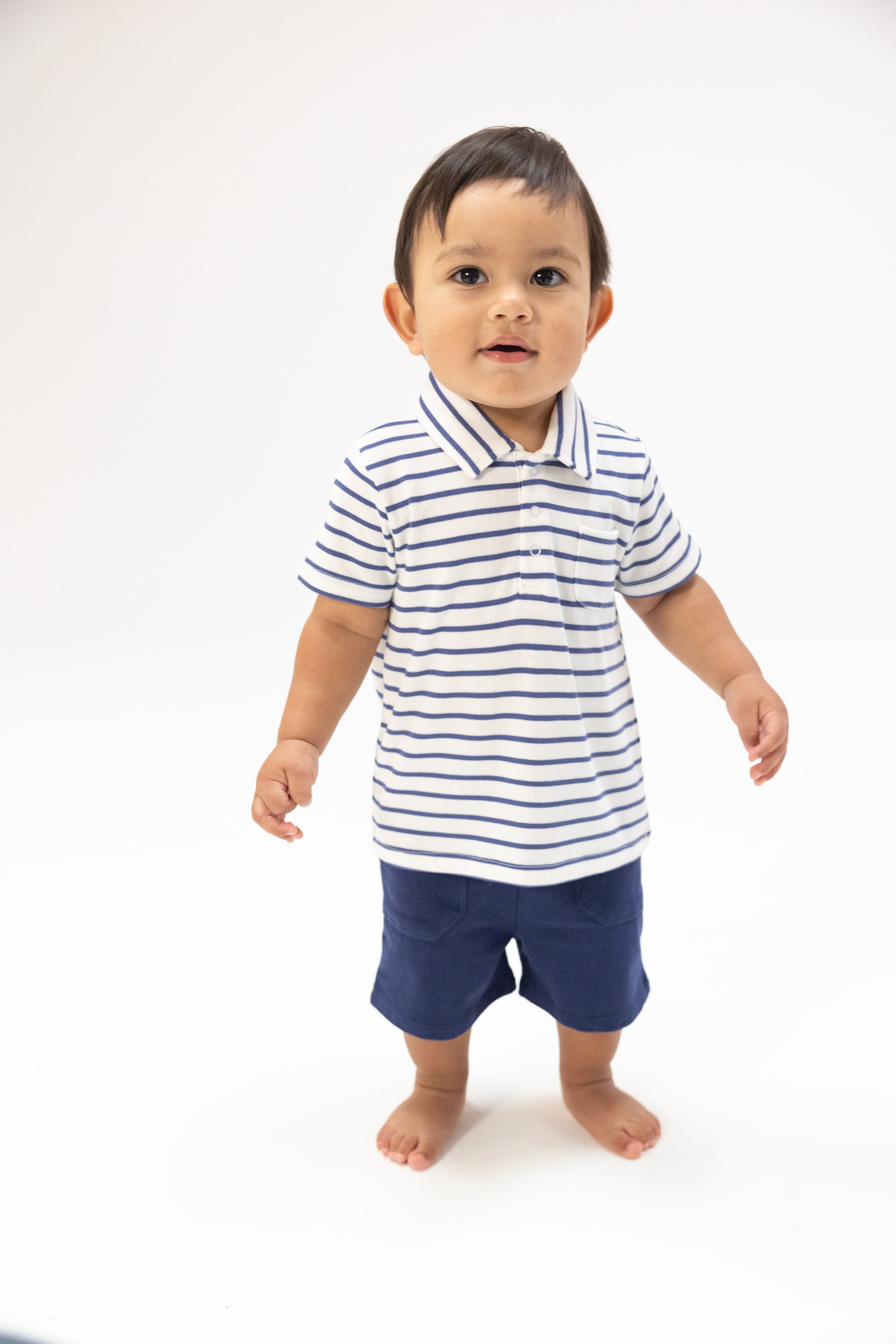 Navy Stripe French Terry Shirt and Short Set