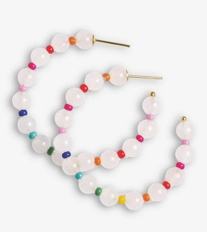 Angela Seed Bead Hoops White