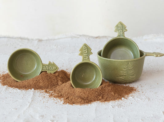 Stoneware Measuring Cups W Tree Handles Set of 4