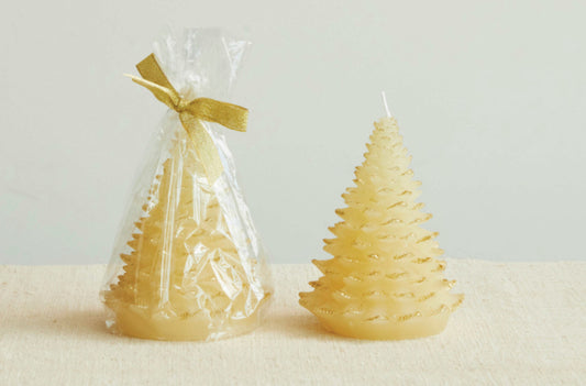 Unscented Tree Shaped Candle Eggnog Color