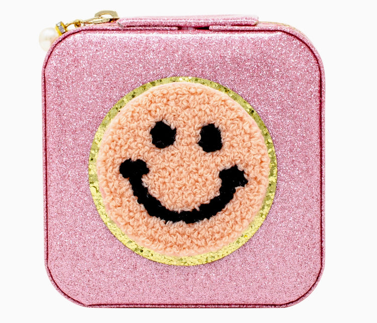 Happy Face Sparkle Jewelry Box Pink