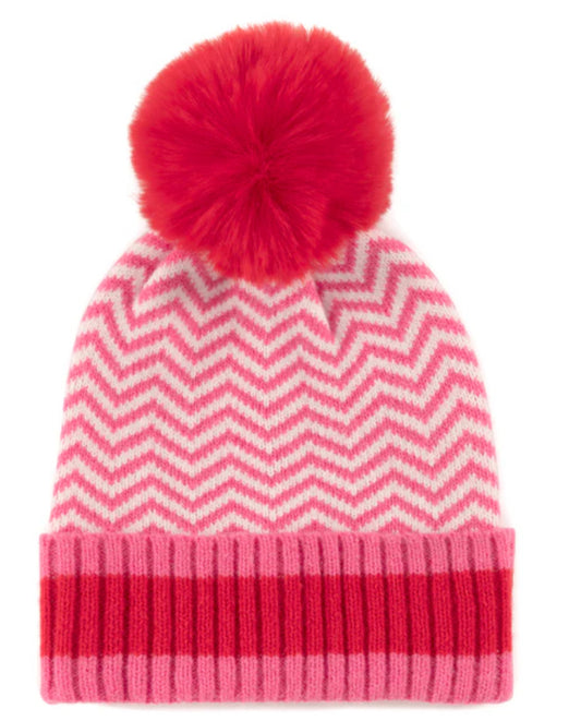 Pink and Red Striped Beanie