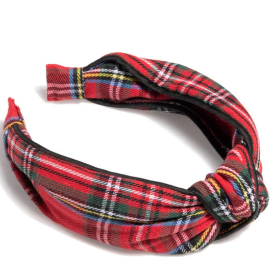 Knotted Plaid Red Headband