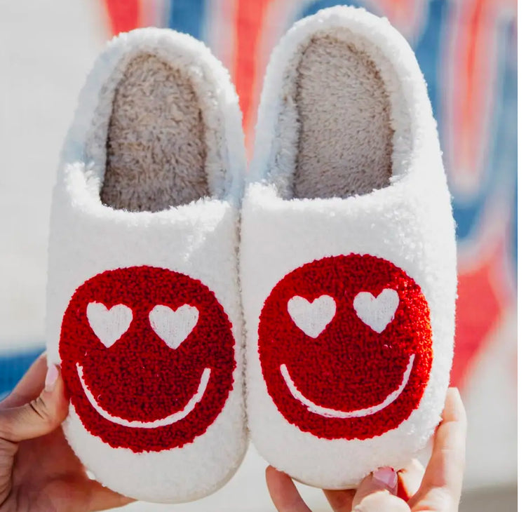 Heart Eyes Happy Face Slippers