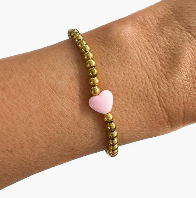 Gold Filled Pink Heart Bracelet