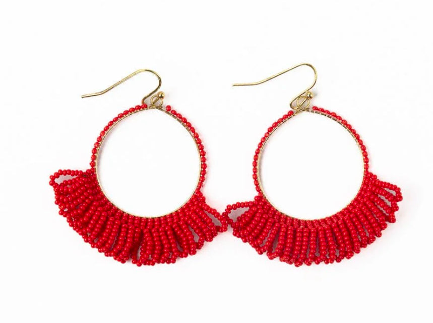 Kendra Fringe Hoop Earring Red