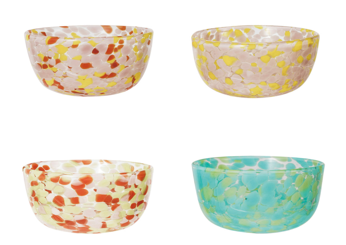 Blown Confetti Glass Bowls 4 Colors