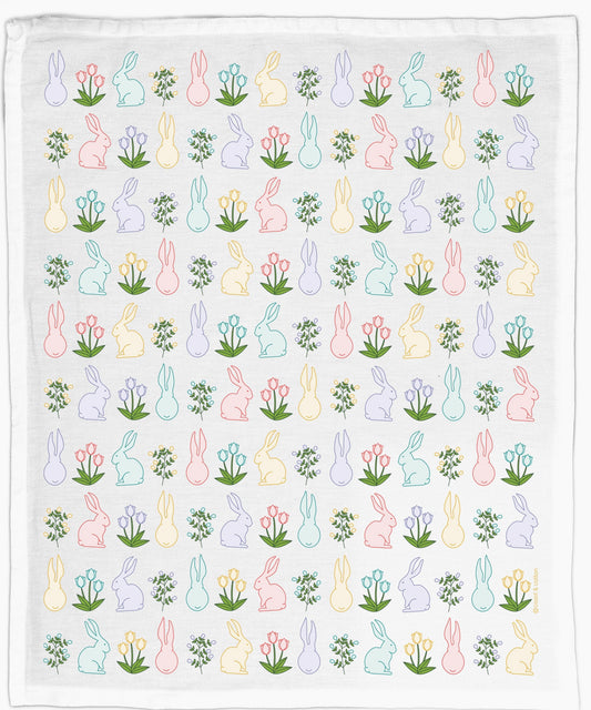 Bunny Garden Tea Towel