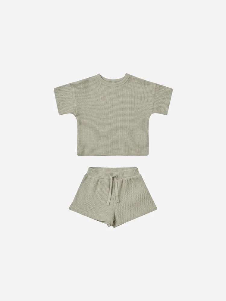 Quincy Mae Waffle Short Set Sage