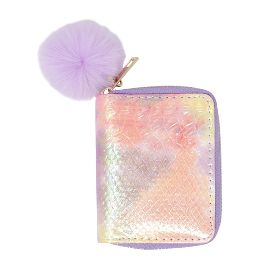 Purple Shiny Tie Dye Mermaid Scale Wallet